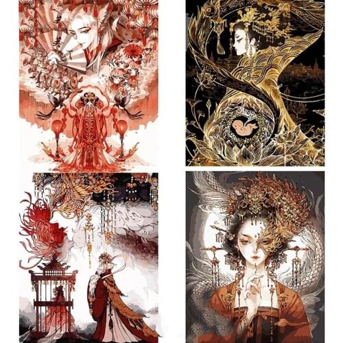 Full Square Round Drill DIY Diamond Japanese Women 5D Embroidery Heaven Officials blessing Mosaic Wall Artwork Home Decor X64