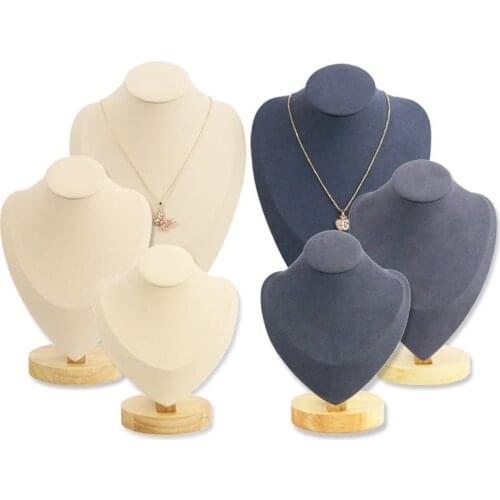 Portrait Model Luxurious Exhibition PU Props Necklace Display Stand Holder Organizer Mannequin Bust Jewelery Shelf For Pendant