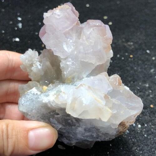 270.6gNatural purple edge purple fluorite and quartz mineral room decoration halo healing teaching home decoration accessories