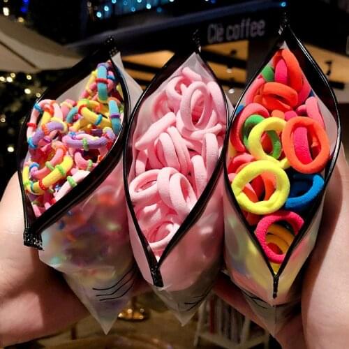 50/100 Pcs/Bag New Children Baby Cute Colorful Soft Hair Bands Girls Lovely Ponytail Holder Rubber Bands Kids Hair Accessories