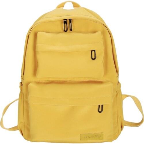 New Fashion Solid Color Waterproof Nylon Women Multi Pocket Backpack Large Capacity School Bag Teenager Girls Travel Backpacks