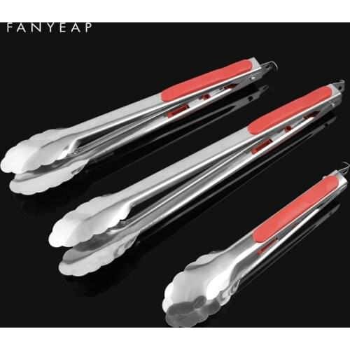 Stainless Steel BBQ Grilling Tong Salad Bread Serving Tong Non-Stick Kitchen Barbecue Grilling Cooking Tong Kitchen Accessories