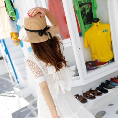 2021 New Summer Straw Hat For Women Fashion Sun Hat Beach Uv Protect Travel Cap Foldable Wide Brim Floppy Girls Female Straw Hat
