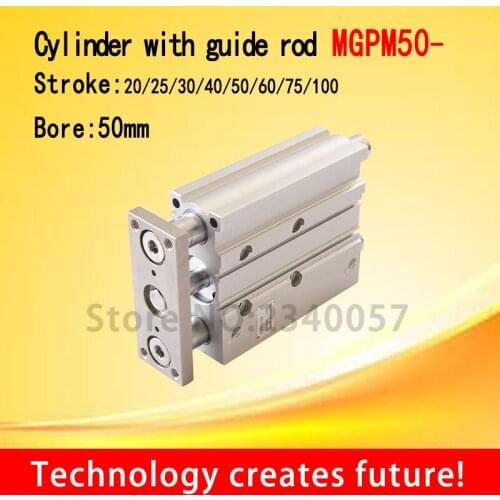 SMC Type MGPM50Thin cylinder with rod MGPM50-25/30/40/50/75/100 Three axis three bar Pneumatic components MGPM