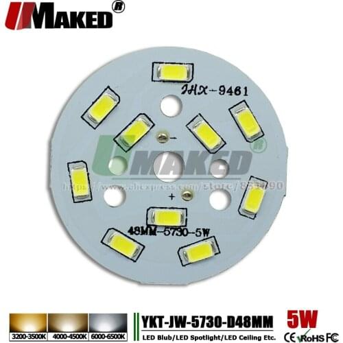 UMAKED 5W 48mm LED PCB SMD5730 Light board Installed LED Chips Aluminum Lamp plate Warm/Natural/White for Bulb Ceilig lights DIY