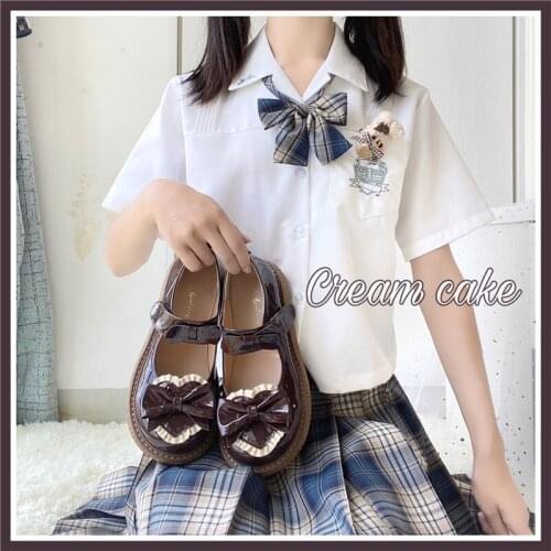 Princess sweet lolita shoes cute student daily bowknot leather shoes round head flat heel women student shoes cosplay loli cos
