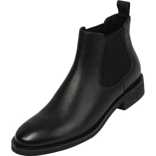 Womens genuine leather elastic patchwork slip-on flats chelsea boots round toe casual short ankle boots autumn warm shoes women