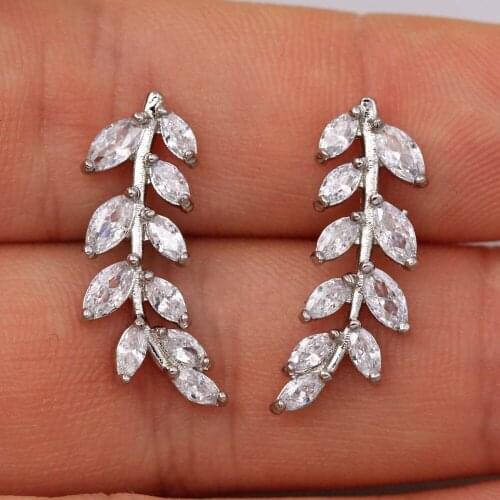 Trendy Gold Plated Copper Wheat ears Stud Earrings Zirconia For Women Fashion Jewelry Accessories Wedding Anniversary Gift