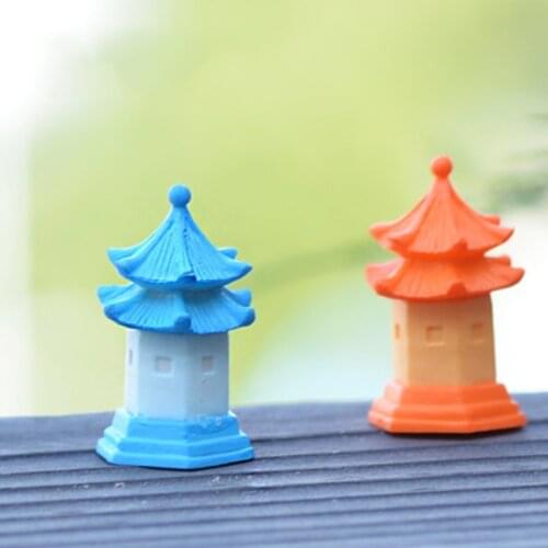 ZOCDOU 1 Piece Tower Buddhist Pagoda Torre Building Europe India Castle Small Statue Figurine Crafts Ornament Miniatures DIY