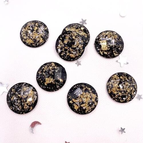 10Pcs 18mm Resin Glitter Filled Gold Foil Facet Round Gem Flatback Cabochon Rhinestone Scrapbook DIY Wedding Ornaments SL049