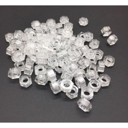 100Pcs M3 M4 M5 M6 Transparent nut Nylon Plastic Insulation Metric Threaded Hex Hexagon Nut For Bolt Screw