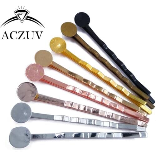100piece Silver Rose Gold Gunmetal Black Antique Bronze 6mm 8mm 10mm 12mm Pad Hairpin Accssories Hair Pin Hair Clips Findings
