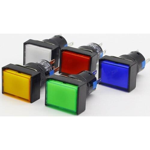 16mm Rectangle Momentary push button switch lamp 5pins 12V
