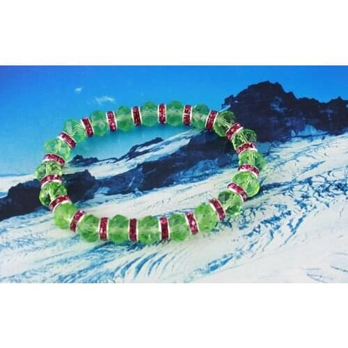 18PCS Cherry Rhinestone Rondelle Green Crystal Bracelet #20324