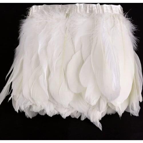 2 meter/pack White Goose Feather Trim Fringe Natural Geese Feathers Ribbon for Party Dresses Sewing Decoration Belt 15-20cm