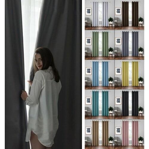 2 Panel Blackout Eyelet Ring Top Ready Made Curtains For Bedroom/Room Darkening