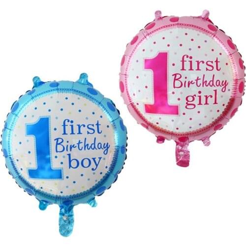 2pcs 18 inch Helium Balloon Round Wedding Large Aluminum Foil Balloons Inflatable Baby 1st Birthday Party Decoration Ball