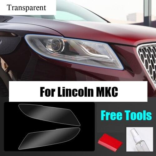 2Pcs Car TPU Headlights Protective Film Tint Black Transparent Front Headlamps Sticker For Lincoln MKC Auto Exterior Accessories