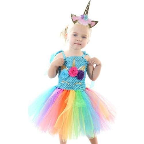 2019 summer Princess dress Unicorn Party Girls Dress Kids Costume Wedding Dresses For Girls Vestidos fantasia infantil