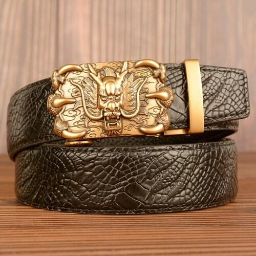 2019 New Mens Belts cowhide fashion wide designer belt Genuine Leather Black Automatic Buckle Cowboy Ratchet Belt Free Shipping
