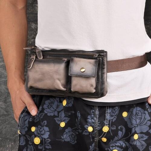 2020 Fashion Genuine Leather Unisex Crossbody Sling Bag Design Casual Travel Cigarette Case Fanny Waist Belt Bag Pack 811-29-dc