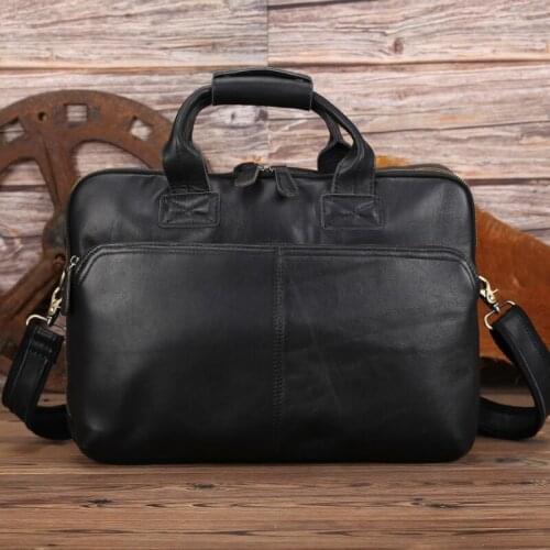 2020 Fashion genuine leather Men laptop bag retro style High capacity briefcase top layer leather casual business bag