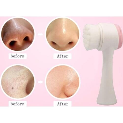 2021 New Hot Double Sided Silicone Facial Cleanser Brush Manual Blackhead Removal Brush Facial Cleansing Massage Wash Product