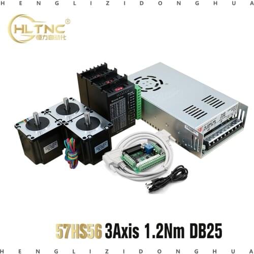 RU EU 3pcs 57HS56 1.2n Nema23 stepper motor with TB6600 driver and 5 Axis parallel port Interface board for cnc milling