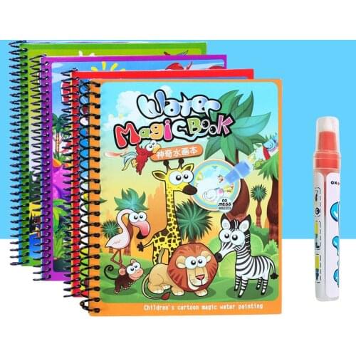 5 Style Colorling Montessori Kids Toys Drawing Set Reusable Magic Water Book Board Sensory Education For Child Zoo Cartoon