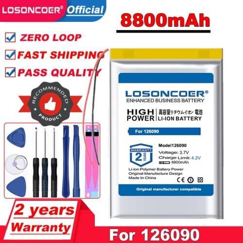LOSONCOER Top Brand 100% New 8800mAh 126090 Battery for DIY mobile emergency power charging treasure Recorder Devices Batteries