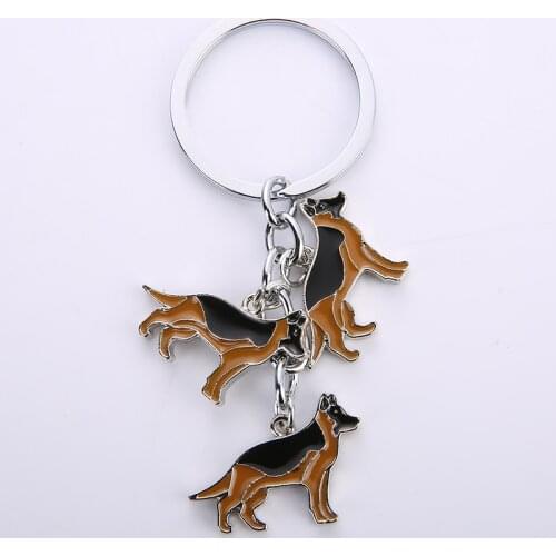 German Shepherd Dog pendant keychain key rings for car metal alloy bag charm men women key chains keyring Jewelry Gifts
