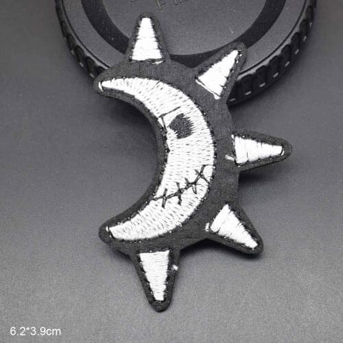 Skull Sun Moon Iron On Full Embroidered Clothes Patches For Clothing Stickers Garment Wholesale