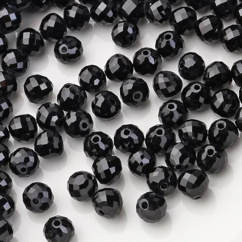 6/8MM Black Beads Loose Crystal Glass Rondelle Faceted Beads For DIY Jewelry Making Necklaces Handicrafts Supplies