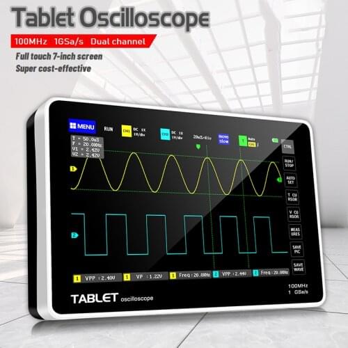 JXSINONE 1013D Digital Tablet Oscilloscope Dual Channel 100M Bandwidth 1GS Sampling Rate Mini Tablet Digital Oscilloscope