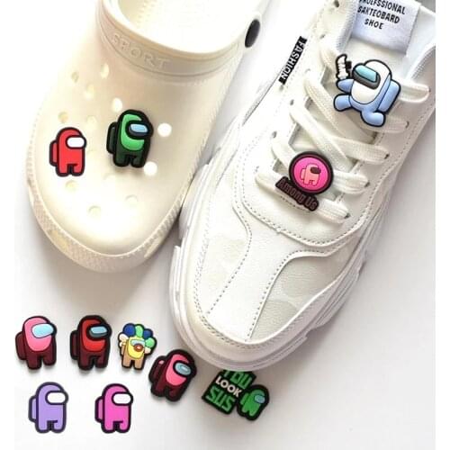 Among Us Game Anime Figure Pvc Shoelaces Decorative Shoe Buckle Cartoon Kawaii Childrens Shoe Clip Fastener Accessories for Kid
