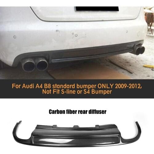 Carbon Fiber Car Rear Bumper Diffuser Lip Spoiler For Audi A4 B8 Standard Sedan Only 09-12 Black PU Diffuser with Exhaust Tips