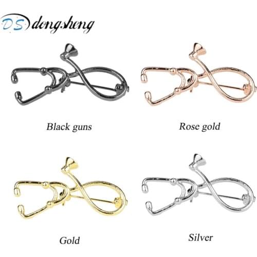 Dongsheng Stethoscope Brooch Silver Plated Stethoscope Brooch Medical Jewelry Nurse Physicians Student Graduation Gift