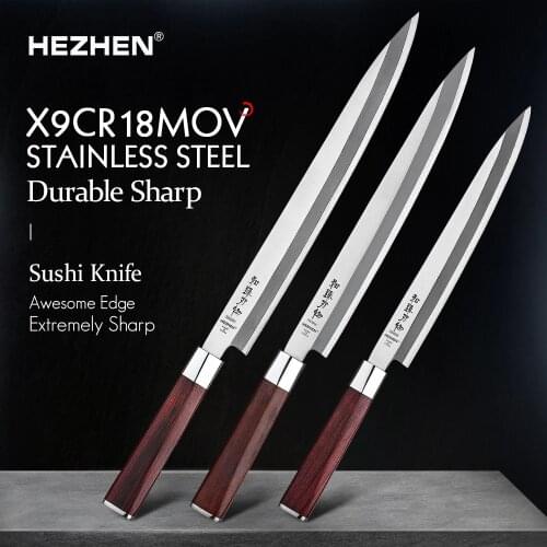 HEZHEN Sashimi 240~300mm Fish Fillet Cuisine Kitchen Knives High Carbon Sharp Blade X9Cr18MoV Stainless Steel New Sushi Knife