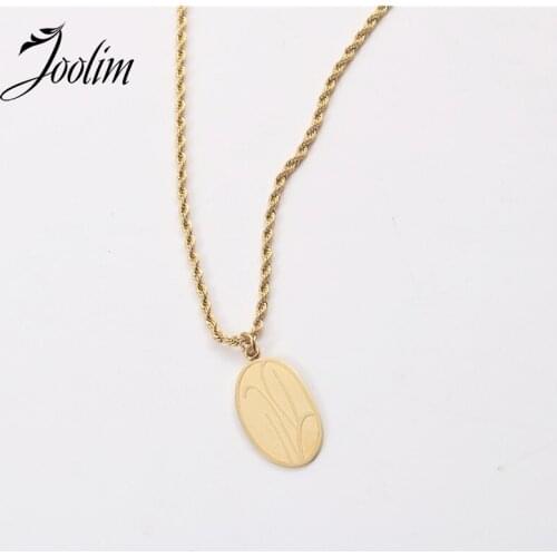 Joolim Jewelry PVD Gold Finish Symple Long Daisy Oval Pendant Necklace Stylish Stainless Steel Necklace