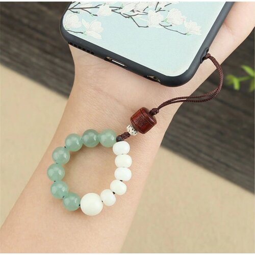 Chinese element sandalwood bodhi mobile phone lanyard pendant mobile phone shell ring buckle u disk charm rope couple pendant