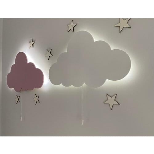 Set of 2- Nursery Wall Lamp, Cloud Lamp, Children Bedroom Decor, Wooden Led Light, Baby Night Lamp, My Childs Room Decor