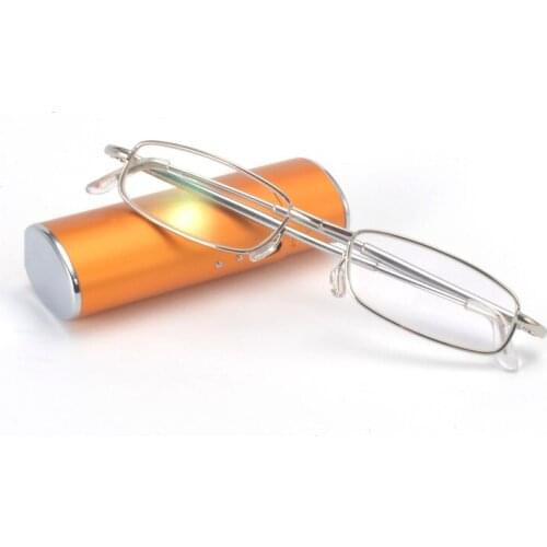 MINCL/Pocket Mini Reading Glasses Men Women Folding Hyperopia Metal Diopter Glasses Women Slim Reading Glasses 1.0 -4.0 NX