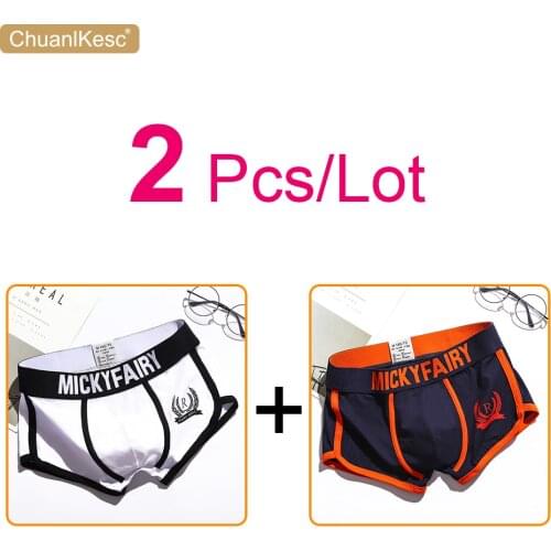 2 Pcs/Lot Mens Underwear Pure Cotton Large Size Sexy Korean Shorts New Personalized Printing Fashion Sports Boxer Pants