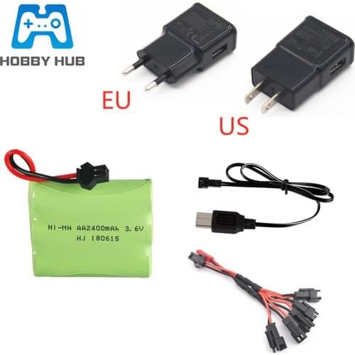 3.6v 2400mAh Ni-MH Battery + USB Charger For Rc toys Car Tank Train Robot Gun AA 3.6v Rechargeable Battery Pack For RC Boats