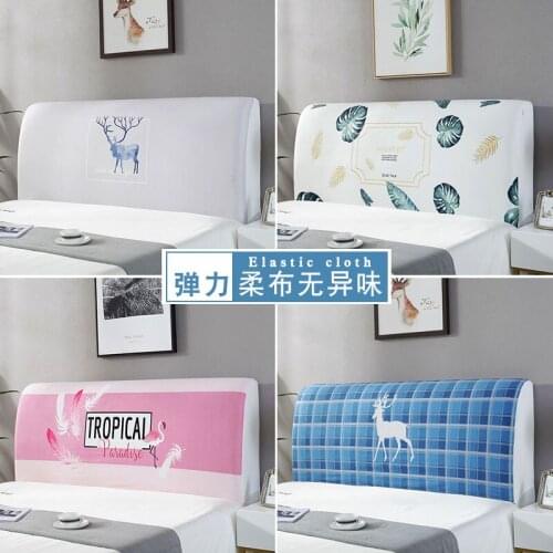 Nordic Green Plant Bedside Cover Full Enclosed Elastic Dust-proof Bed Head Cover/ Protective Cover