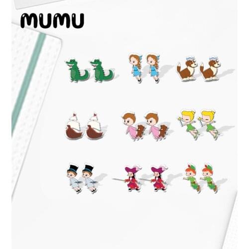 2021 New Peter Pan Wendy Stud Earring Adventure Epoxy Jewelry Resin Acrylic Earrings Handmade Gifts Fan