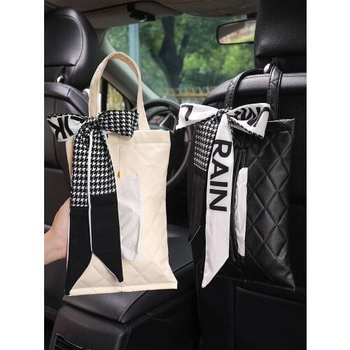 New Fashion Ladies Silk Scarf Car Drawer Box Hanging Creative Seat Back Car Tissue Box Bag