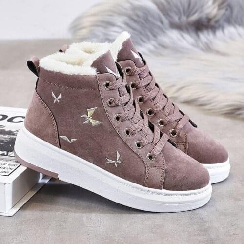 New Winter Boots Women Warm Short Fur Plush Ankle Boots Platform Ladies Suede Shoes Female Sexy Boots Black