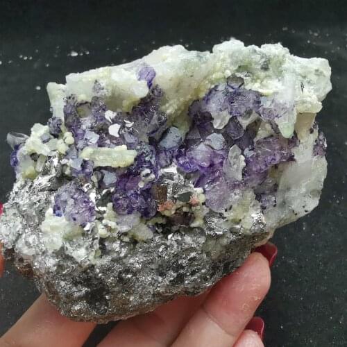 446.2gNatural fluorite arsenopyrite crystal mica crystal specimen symbiotic healing stone home decoration quartz gem ornament