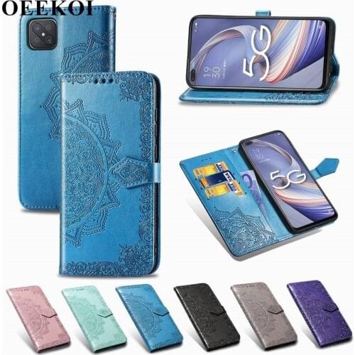 OEEKOL Datura Flower Flip Cover PU Leather Wallet Case for OPPO A92S